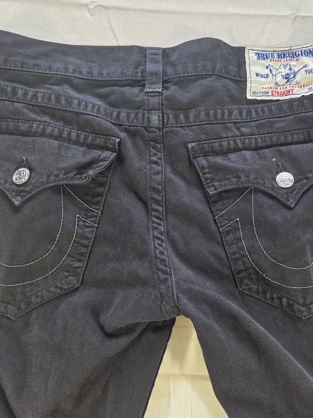 True Religion Ricky Straight Black Jeans Men’s 36x34 Flap Pocket Y2K